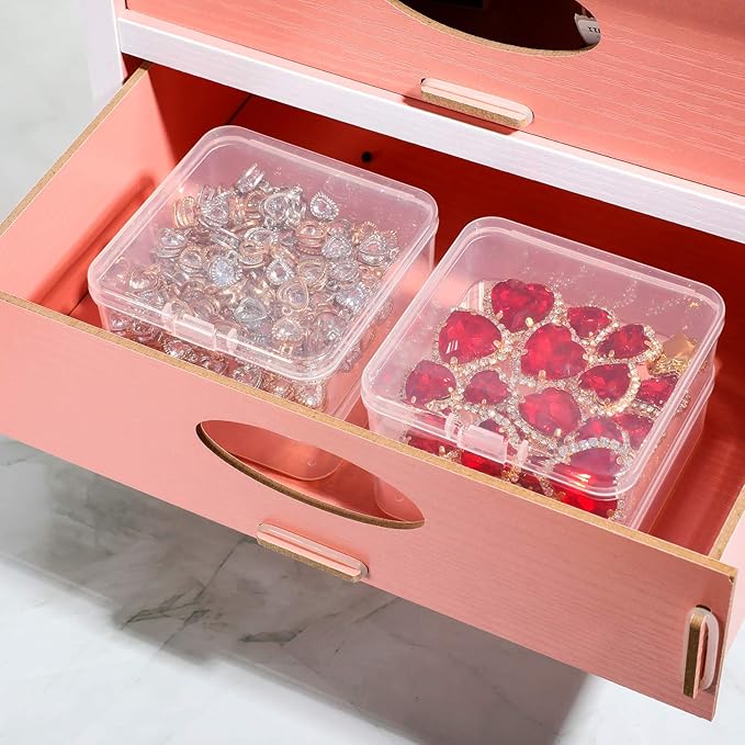 Jetec 6 Pieces Mini Plastic Clear Beads Storage Containers Box for Collecting Small Items, Beads, Jewelry, Business Cards, Game Pieces, Crafts(2.9 x 2.9 x 1 Inch)