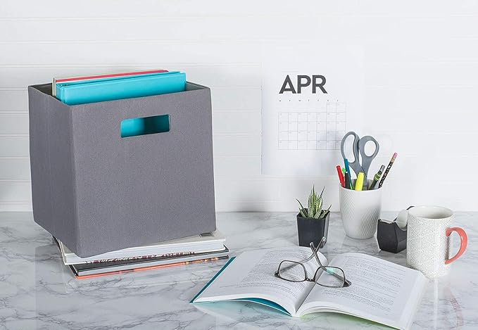 DII Poly-Cube Storage Collection Hard Sided, Collapsible Solid, Large, Gray