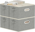 Fabric Open Storage Bins with Metal Handles, Collapsible Organizer Baskets, Foldable Cube Boxes for Shelves, Closet, Living Room, 13x9.1x7.9in, Grey, 4 Pack