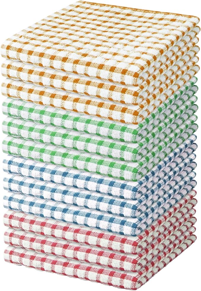 Nialnant 12 Pack Kitchen Dish Cloths,100% Cotton Kitchen Towels Soft Absorbent Quick Drying Dish Rags for Kitchen,Washing Dishes,Cleaning rags-11 x 11In