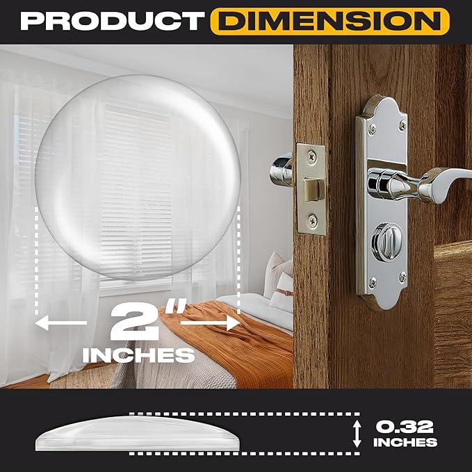 Strongest Door Stoppers for Wall 2" (8 Pack) - Self Adhesive & Discreet Home Door Knob Wall Protector - Quiet Door Bumper with Secure Adhesive - Rubber Door Stops - Shock Absorbent Door Handle Stopper