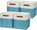 HNZIGE Cube Storage Basket(4 Pack) Collapsible Baskets for Shelves,Dog Toys,Book,12x12 Fabric Storage Cube Bins Set for Room,Office,Closet(White&Teal)