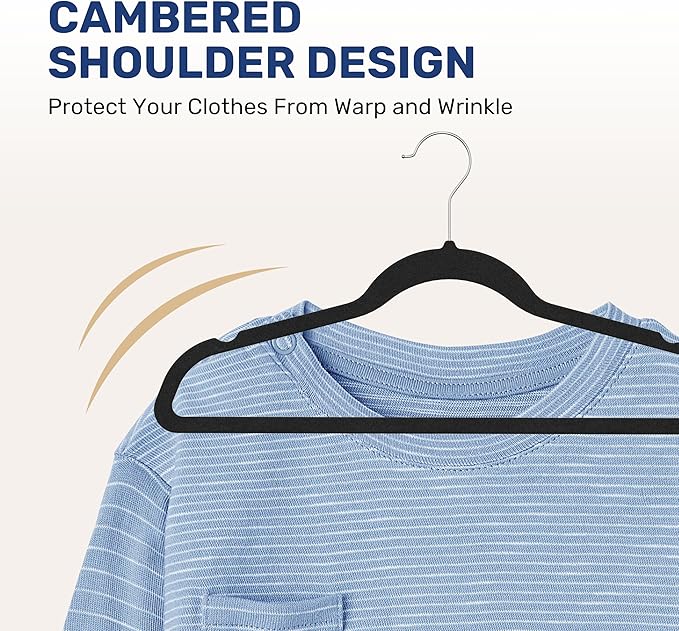YSSOA 60 Packs Velvet Hangers, Non Slip Space Saving Suit Hangers, Heavy Duty Clothes Hangers with 360° Rotatable Hook for Coats, Pants, Black