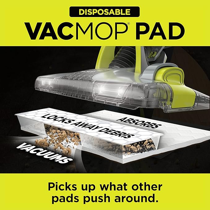 Shark VACMOP Disposable Hard Floor Pad Refills, Compatible with VM252 & VM180, No-Touch Disposal, for use on All Sealed Floors - Stone, Hardwood, Laminate & Tile, (46 Count Total), VMP46