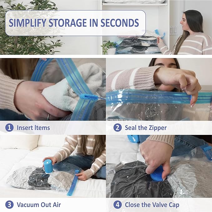 Cozy Essential 15 Pack Travel Vacuum Storage Bags with Rechargeable Wireless Electric Pump for Luggage, Suitcase, Carry-on Size Vacuum Seal Compression Space Saver Bags for Clothes and Clothing Travel