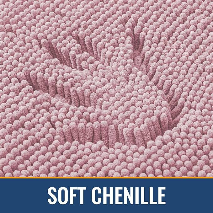 Arotive Bathroom Rugs 30x20, Extra Soft Absorbent Shaggy Chenille Bath Rugs, Machine Washable Rubber Backing Non-Slip Bath Mats for Bathroom Floor Tub and Shower, Home Decor Accessories, Dusty Rose