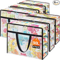 Clear Under Bed Storage Containers - 6 Pack Large Capacity Clothes Storage Bags with Lid & Sturdy Handles, Foldable Moving Bags, Clothing Organizer Totes for Bedding, Comforter, Sheet（90 L）