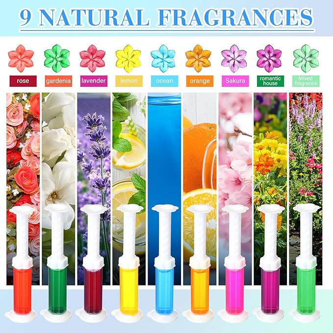30 Pcs Toilet Gels 420 Count 9 Kinds Flower Stamp Bowl Gel Scent Toilet Stain Removal Cleaner Air Freshener Flower Stamps Pack for Bathtubs Bathroom