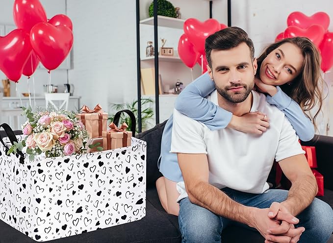 Girls Empty Gift Basket Heart Print Storage Cube for Women, Closet Shelf Organizer Bins with Handles Nursery hamper Kids Toys Books Box Room Deco