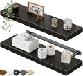 QEEIG Floating Shelves for Wall 23.6" Long - Wall Mounted Shelf Bathroom Kitchen Living Room Bedroom Farmhouse Home Decor Display Bookshelf Large 23.6 x 9.3 inch Set of 2, Black (008-60B)