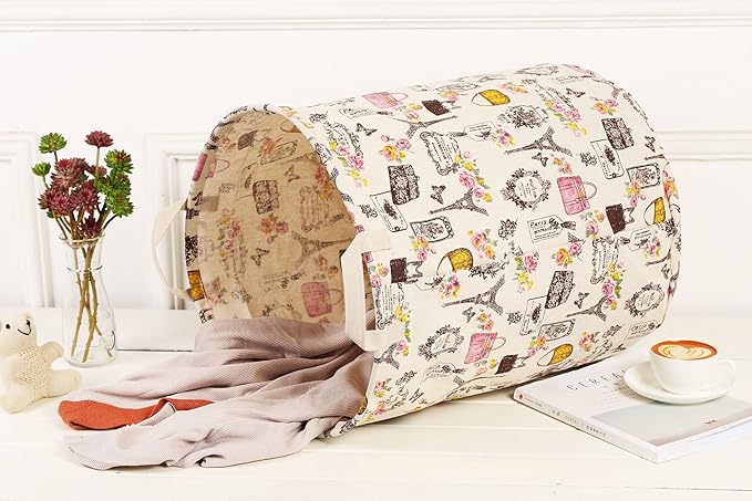 Merdes 19.7’’ Waterproof Foldable Laundry Hamper, Dirty Clothes Laundry Basket, Linen Bin Storage Organizer for Toy Collection (Paris)