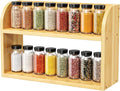 2 Tier Bamboo Spice Rack, Countertop or Wall Mounting Wood Spice Jars Organizer Shelf for Kitche, Pantry (Natural)