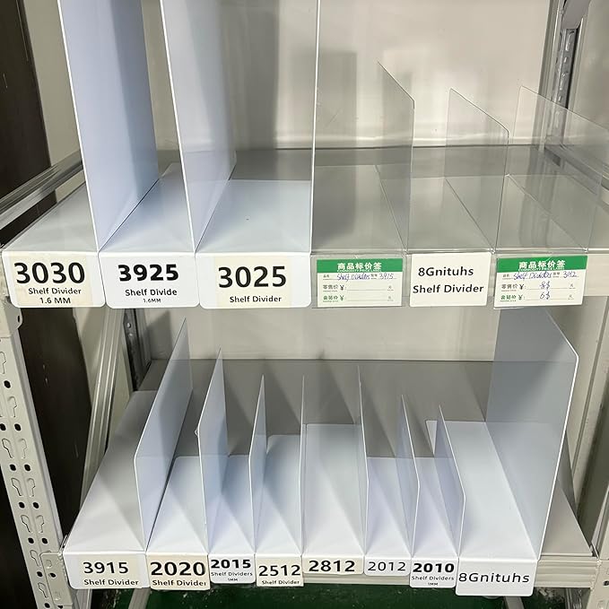 50 Pcs 39 * 20CM 1.6MM Closet Organization with PVC White Shelf Dividers - Closet Shelf Organizer for Clothes, Towels,Sweaters,Purses,and Books - Shelf Separators,Label Sticker,Label Holder