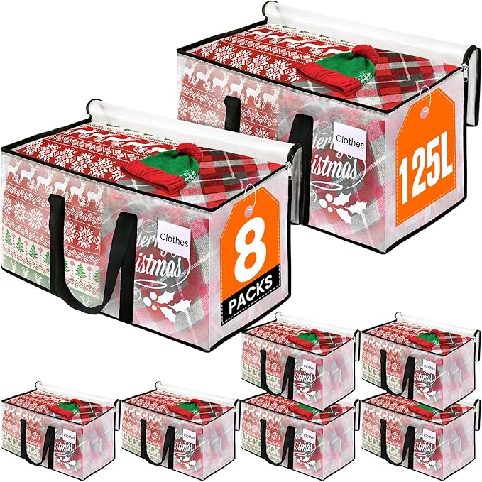 Clear Heavy Duty Extra Large Moving Bags, Reinforced Handle and Double Zipper Storage Bags, Packing Bags Alternative (8 Packs)