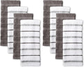 KitchenAid Albany Kitchen Towel 8-Pack Set, Charcoal Grey/White, 16"x26"
