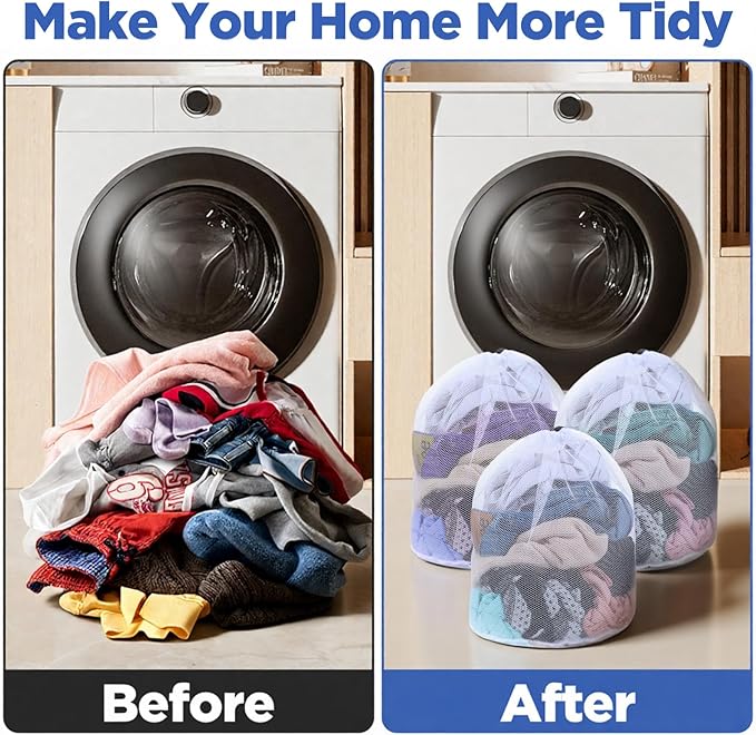 20 Pcs Mesh Laundry Bags Bulk with Drawstring 20 x 24'' Hanging Heavy Duty Medium Mesh Dry Cleaning Bag Machine Washable Large Net for Clothes,Sock,Bed Linen Dormitory Travelling Camping