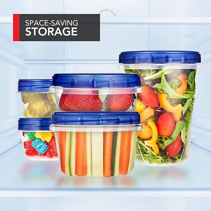 Stock Your Home 8oz Plastic Containers with Twist Top Lids (4 Pack), 1 Cup Small Freezer Containers for Leftover Food, Airtight Reusable Soup Containers with Lids, Microwave and Dishwasher Safe