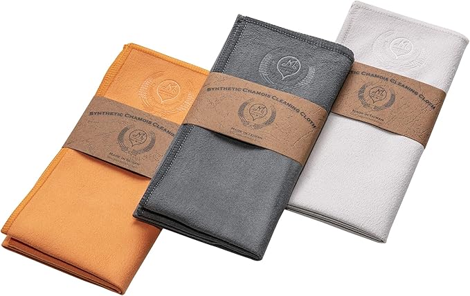 MI&VI Synthetic Chamois Microfiber Instrument Cleaning & Polishing Cloth for Violin, Viola, Cello, Bass, Guitar 12x12in(Pack of 3)