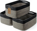 3-Pack Storage Baskets for Organizing | Woven Shelf Toy Basket | Rope Baskets for Gifts Empty | Closet Organizer Bins with Handles | Cube Decorative Box | 13.7×7.1×6.7” | Black Brown