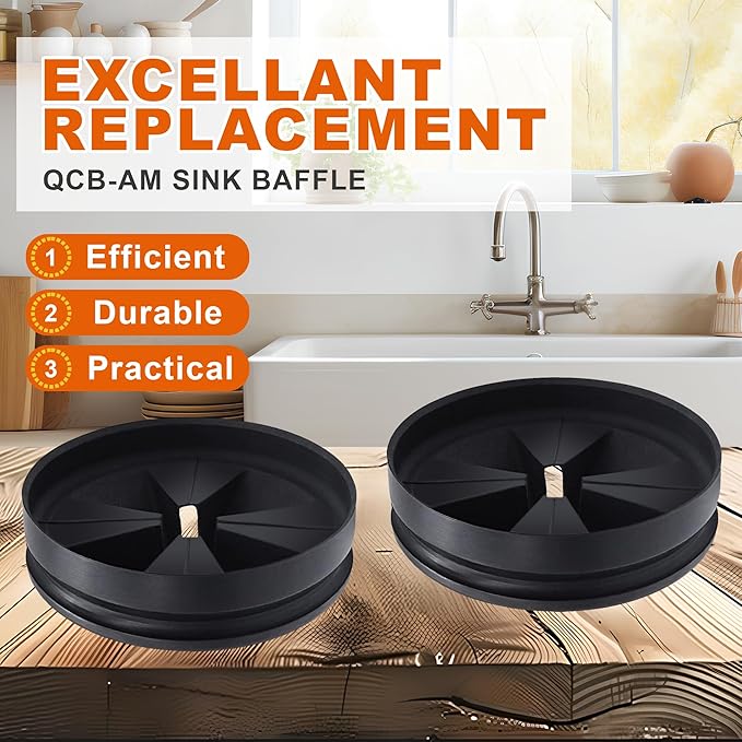 Garbage Disposal Splash Guards, 3 3/8" Kitchen Sink Splash Guard, QCB-AM Garbage Disposal Stopper Fit for in.SinkErator Evolution Series, Rubber Kitchen Sink Drain Cover(2 Pack)