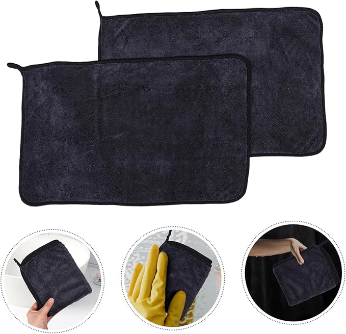 NOLITOY 2Pcs High Absorbency Car Cleaning Cloths Quick Drying Microfiber Towels for Windows Glass Durable Gentle Car Detailing Cloths Grey