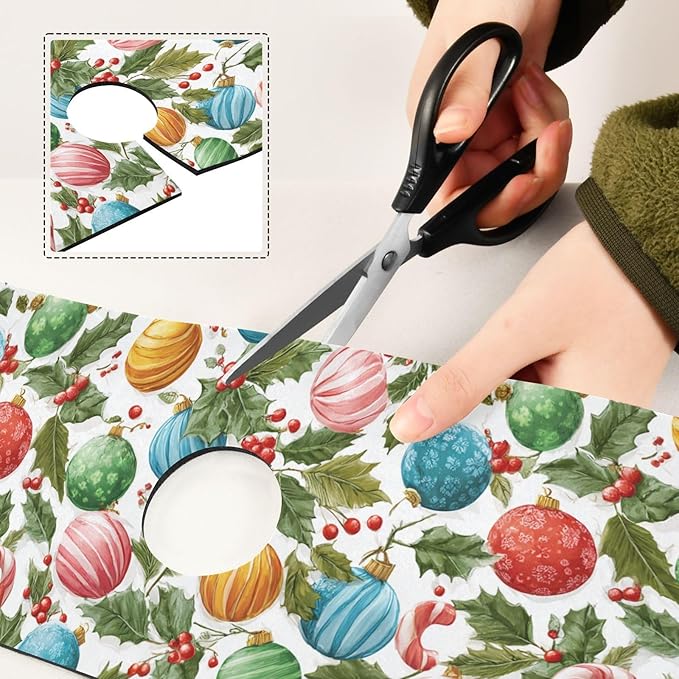 Christmas Baubles Holly Bells Sweet Kitchen Sink Splash Guard Sink Faucet Mat Faucet Handle Drip Catcher Drain Mats for Kitchen Bathroom Countertop Absorbent Dish Drying Pad 2Pack 1