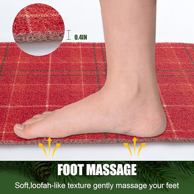 Hargiis Christmas Non-Slip Bathtub Mat, Anti Slip Shower Mat, Fast Drying Bathtub Mats, Foot Scrubber Mat, Anti Slip Mat for Tub, Floor, Bathroom, Kitchen, Home, Hotel (Holiday Plaid, 24"x16")