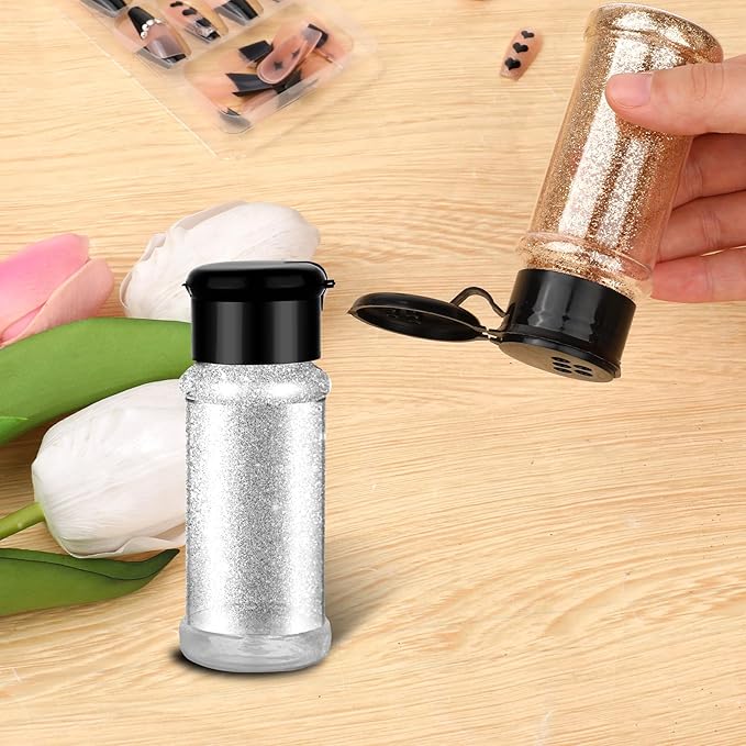 6 Pcs Plastic Spice Jars with Shaker Lids, 3 oz Seasoning Containers, Round Empty Spice Bottles Storage Clear Seasoning Bottles Storage Spice, Peppers, Salt for Spice Rack, Drawer, Cabinet