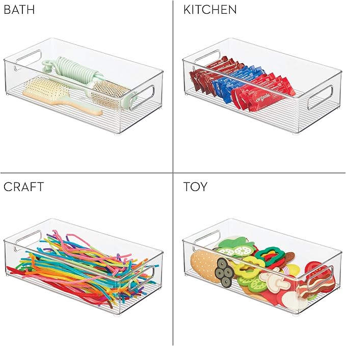 iDesign Stackable Fridge Bin - Kitchen Storage Bin for Pantry, Cabinets, or Fridge, Set of 6, Clear