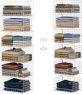 6-Tier Stackable Closet Organizers and Storage Shelves, Closet Shelf Organizer Basket Bins, Foldable Sweater Storage for Clothes Organizer System, White（Patent Pending）