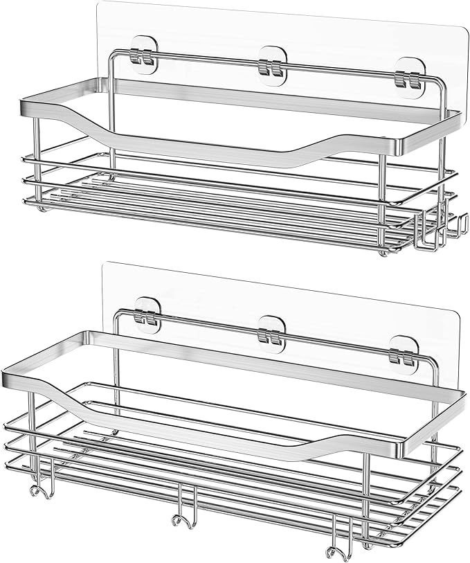 Orimade 4 Pack Strong Transparent Wall Adhesives, 2.75 x 8.66 in (7x22cm) Adhesive Pad Hook Strip Waterproof Rustproof for Shower Caddy Organizer Shelf, Kitchen Rack, Bathroom Storage