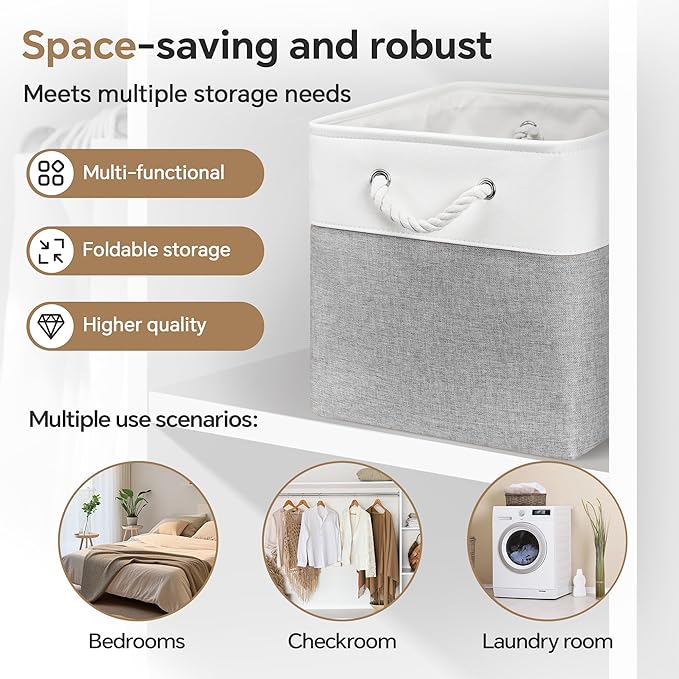 13x13 Inch Cube Storage Bins with Reinforced Bottom Cardboard, 6 Pack Large Foldable Fabric Storage Cubes with Handles for Shelf, Closet, Laundry Organization (White&Gray)