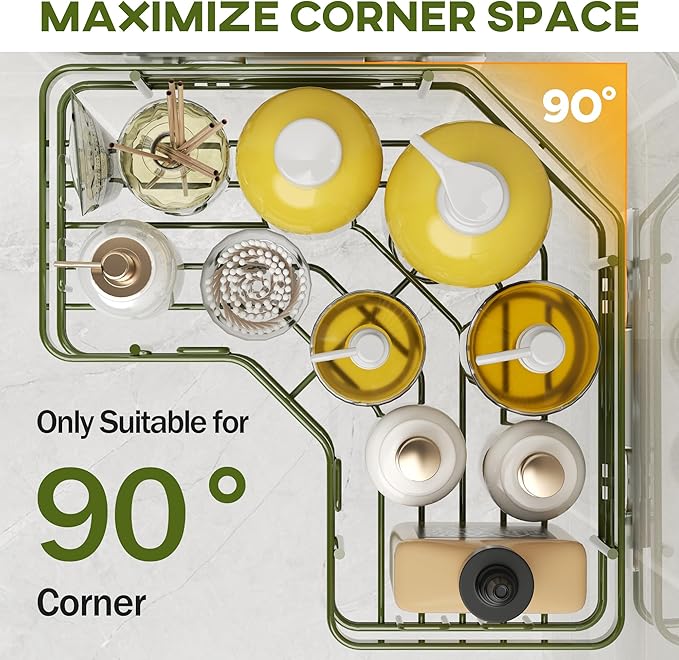 MAXIFFE 3 Pack X-Large Corner Shower Caddy with Soap Holder, Large Capacity Easy Install No Drilling Stainless Steel Hold 40 LB Shower Organizer Shelves Rack for Family Renters Bathroom, Forest Green
