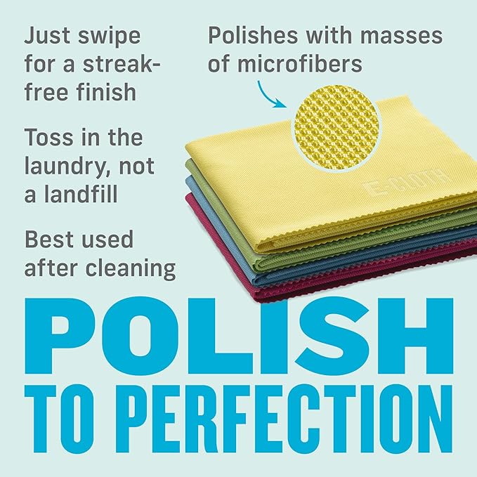 E-Cloth Polishing Microfiber Cleaning Cloth, 4-Pack - Microfiber Polishing Towels for Cars, Windows, & More