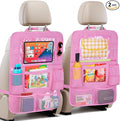 BALEINE Backseat Car Organizer, Back Seat Car Organizers and Storage, Kick Mats Back Seat Protector, Travel Accessories for Most Automotive (2 Pack, Pink)