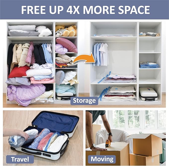 Cozy Essential 4 Pack XXL Jumbo Vacuum Storage Bags, Extra Large Vacuum Seal Bags for Comforters, Bedding, Blanket Storage, Giant Space Saver Bags for Huge Stuffed Toy(47.2x35 in)