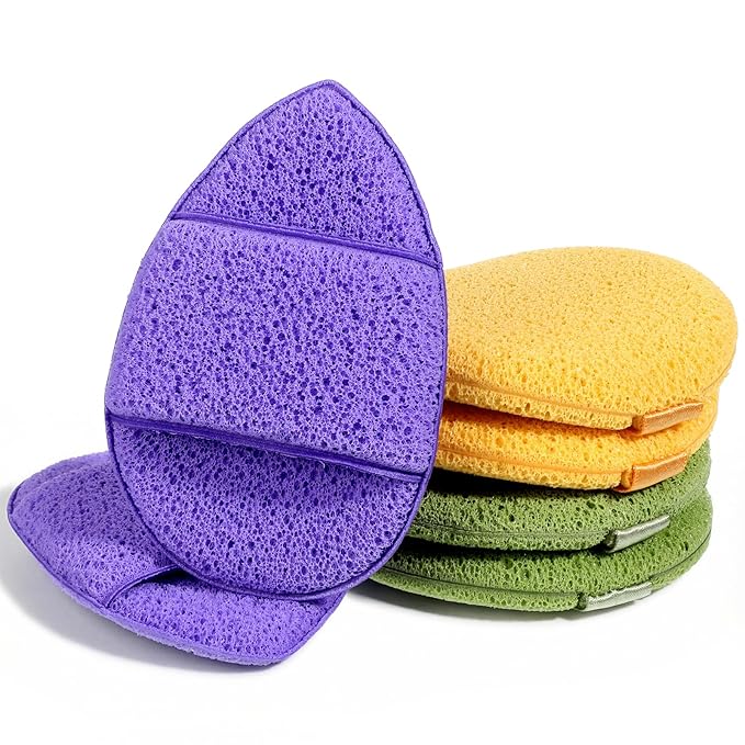 TIESOME 6Pcs Facial Sponges, 3 Colors Reusable Face Scrubber Pads for Washing Face Soft Face Sponges for Deep Pore Cleansing, Blackheads, Daily Facial Cleans, Makeup Remover