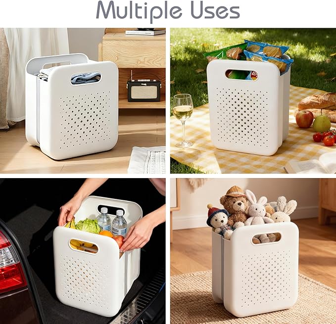 Large Collapsible Laundry Basket, Space-Saving Wall-Mounted Hamper Organizer for Home, Dorms, RVs, Measures 13" x 9.5" x 17.5" In