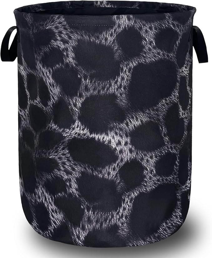 Grey Black Leopard Print Laundry Basket Foldable Animal Leopard Laundry Hamper Oxford Cloth Colorful Tote Bag Clothes Toy Storage Bucket For Bathroom/Laundry Storage/Bedroom 18.9 x 16.5 Inch