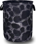 Grey Black Leopard Print Laundry Basket Foldable Animal Leopard Laundry Hamper Oxford Cloth Colorful Tote Bag Clothes Toy Storage Bucket For Bathroom/Laundry Storage/Bedroom 18.9 x 16.5 Inch