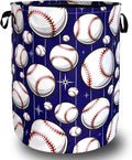 Baseball Pattern Laundry Basket Baseball Laundry Hamper Foldable Oxford Cloth Sports Funny Tote Bag Clothes Toy Storage Bucket For Bathroom/Laundry Storage/Bedroom 18.9 x 16.5 Inch