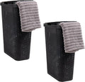Mind Reader Slim Laundry Hamper with Lid, 40L Clothes Basket, Premium Wicker Design, Plastic, Set of 2, Black