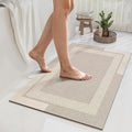 YDKGL Non Slip Bath Mat, Rubber Backing Ultra Thin Bathroom Rugs Fit Under Door Quick Dry Super Absorbent Washable Bath Rug Shower Mat for Bathroom Floor Bathtub Shower Sink, Easy Care Beige 24"x 35"