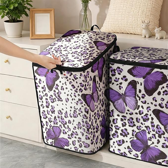 2pcs closet organizers and storage under bed,clothing blanket sweater sheet bedding comforter duvet quilt pillow toy storage bags with lids,dorm room essentials for containers 95L