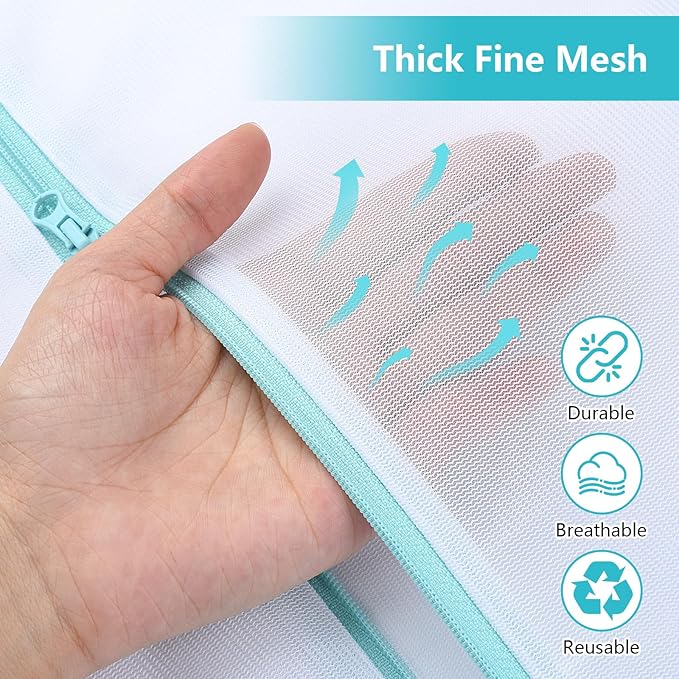 OTraki Mesh Laundry Bag for Delicates, 24 x 32 inch Large Mesh Delicates Bag for Washing Machine, Zippered Net Laundry Bag for Sweater Bed Sheet Blanket Toy College Dorm Don't Drying, Melting 140-176℉