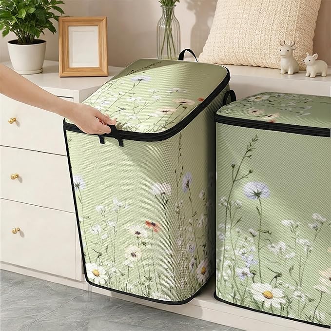 2pcs closet organizers and storage under bed,clothing blanket sweater sheet bedding comforter duvet quilt pillow toy storage bags with lids,dorm room essentials for containers 95L