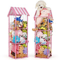 Stuffed Animal Storage, Space Saving Vertical Stuffed Animal Holder Wood, Easy Assembly Cottage-Style Plush Toys Organizer for Kids Bedroom & Playroom (Pink, Large)
