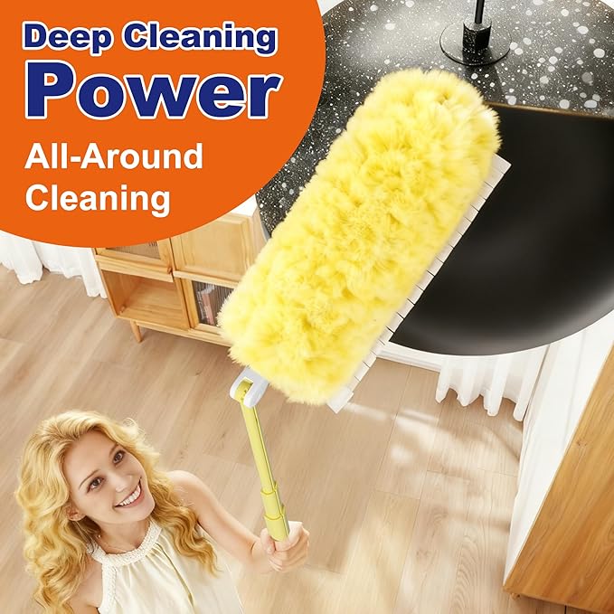 JOYMOOP Scented Telescopic Duster kit, 3FT Extendable Handle (Yellow) + 24 Yellow Refill Heads – Easy Cleaning for Ceilings, Ceiling Fans, Blinds, Vents & Shelves