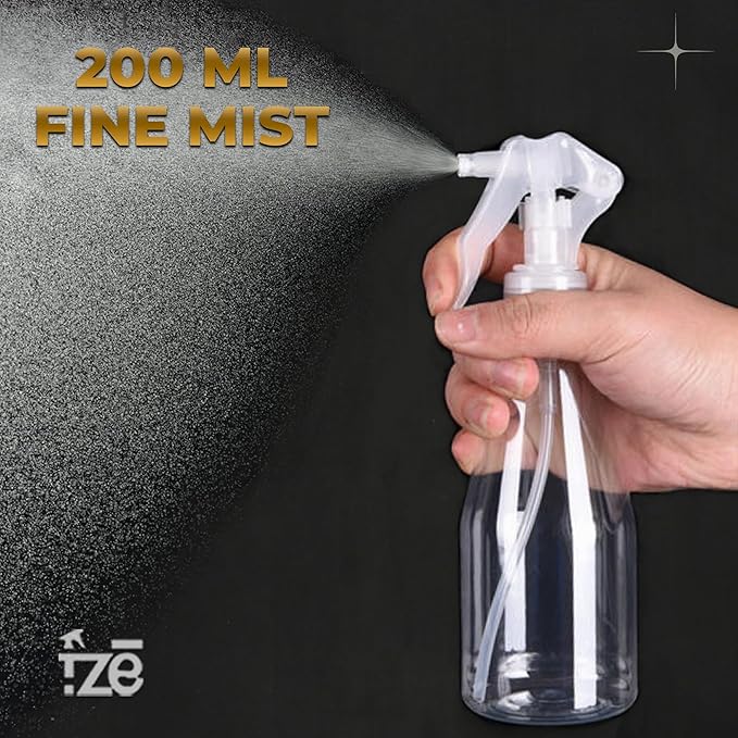 FZE Spray Bottles With Ultra Fine Mist Pack of 2 | 6.76 Oz/200ml | Plant Mister | Small Spray Bottle for Hair | Plants | Cleaning | Gardening | Essential Oil Mist Spray [ Mini Mist]
