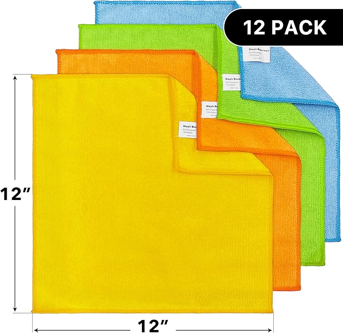 Simple Houseware 12 Pack Microfiber Cleaning Cloth (12" x 12")